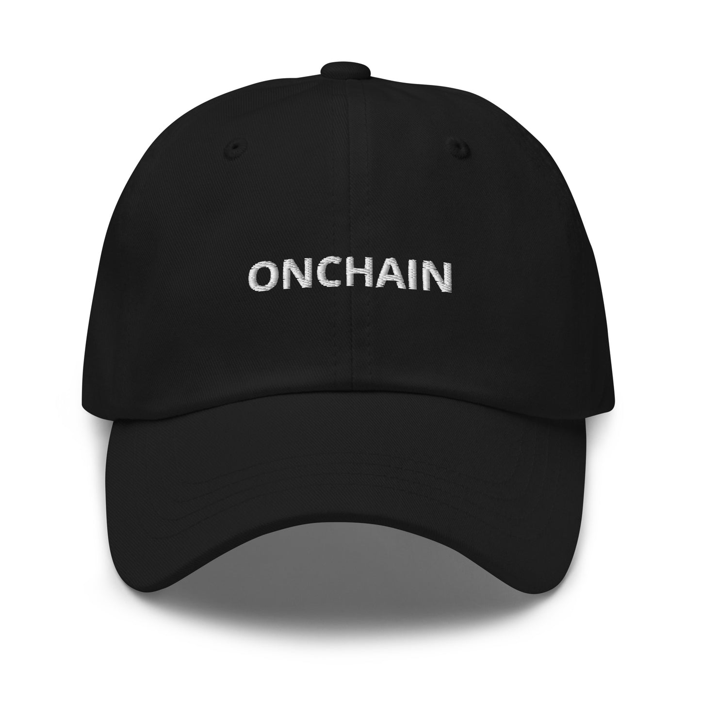 onchain hat - white on black