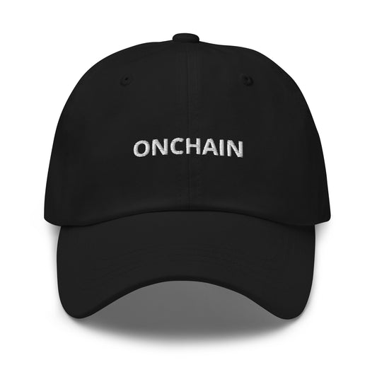 onchain hat - white on black