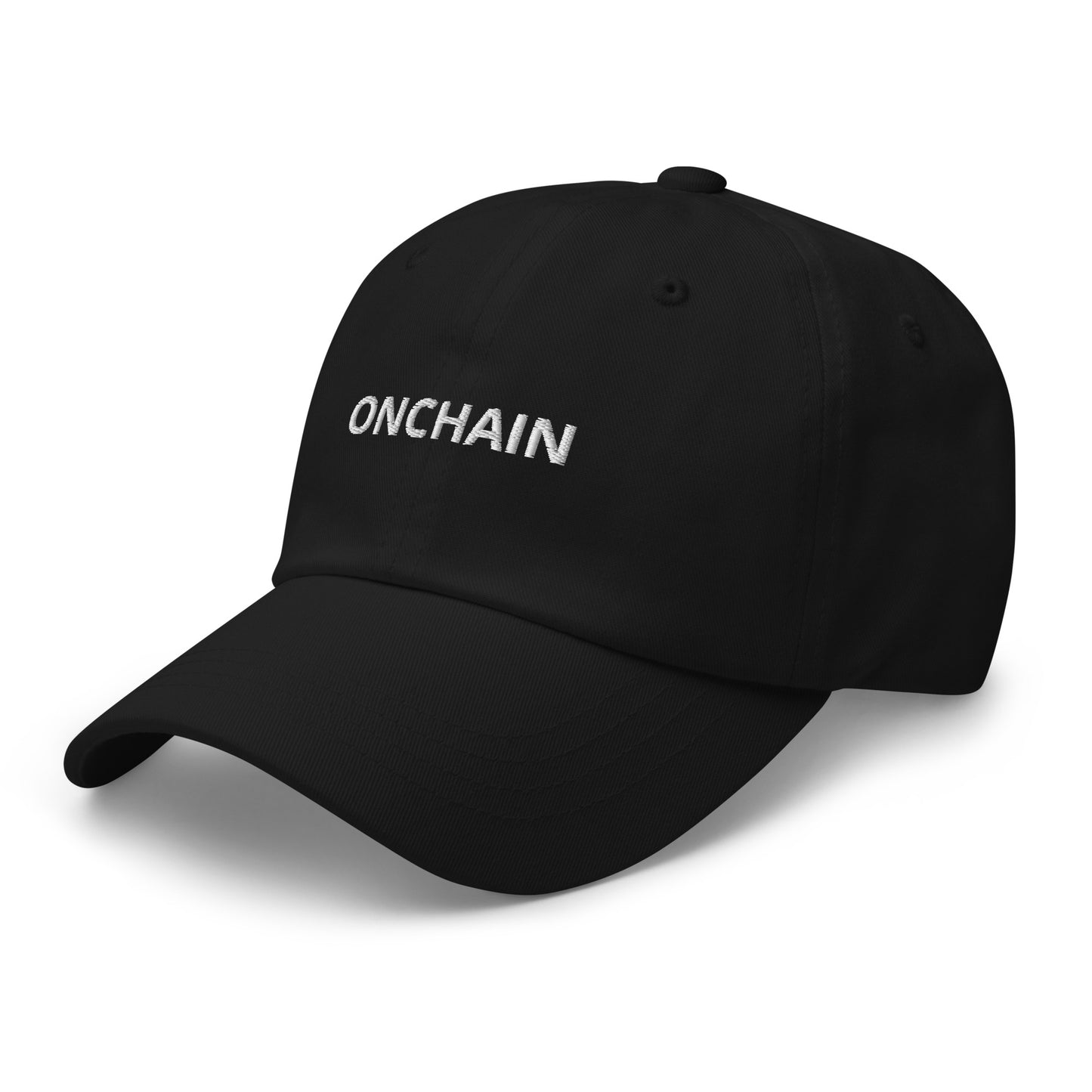 onchain hat - white on black