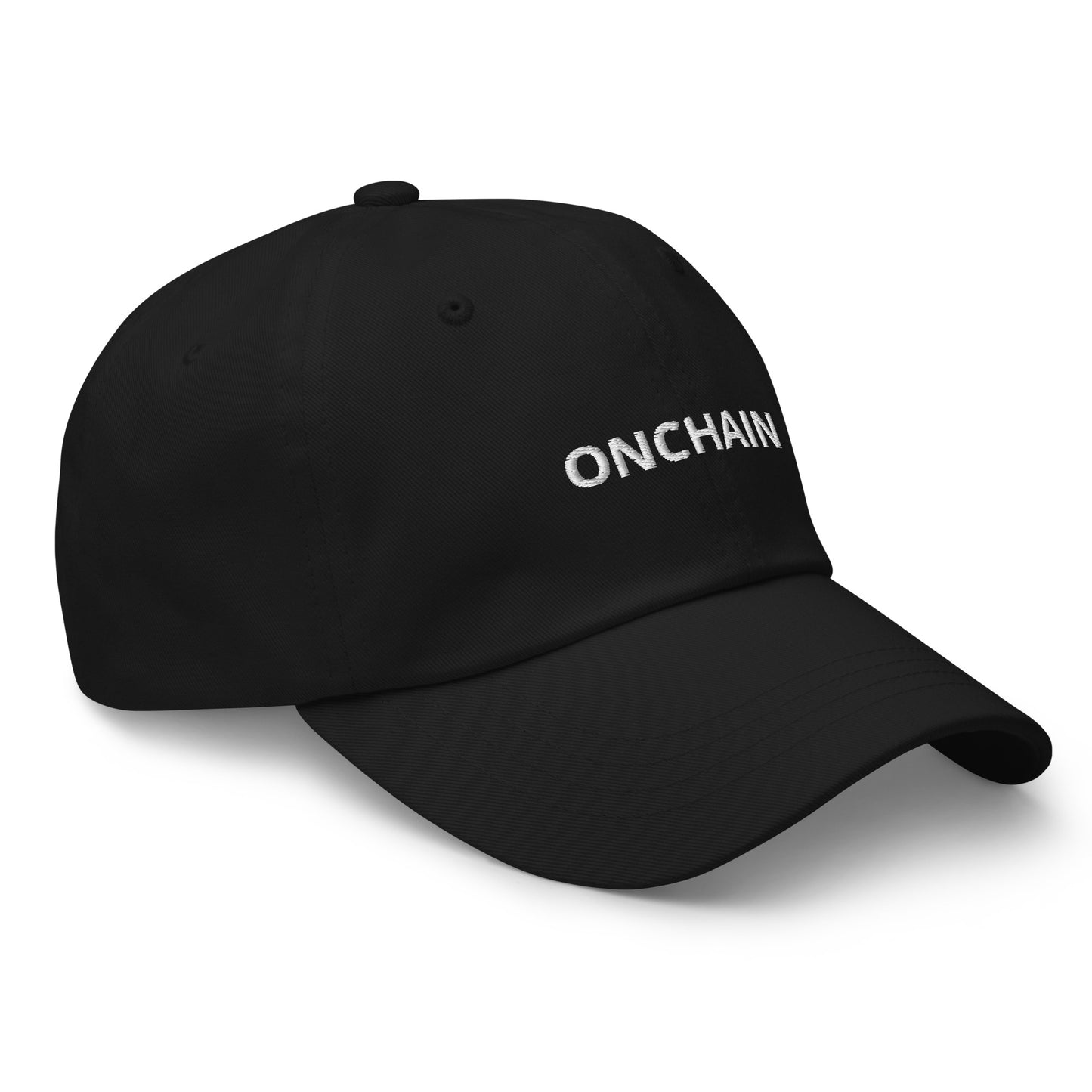 onchain hat - white on black