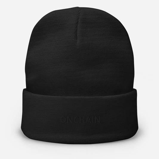 onchain hat - black on beanie